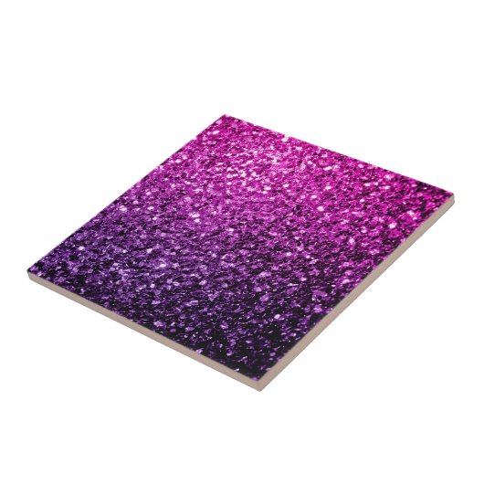 Paarse Roze Ombre nepschittertjes glinsteren Tegeltje (Zijkant)