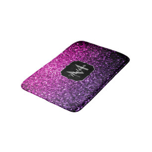 Paarse Roze Ombre nepschittertjes Monogram Badmat