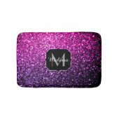 Paarse Roze Ombre nepschittertjes Monogram Badmat (Voorkant)
