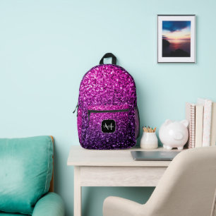 Paarse roze ombre nepschittertjes Monogram Bedrukte Rugzak