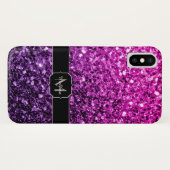 Paarse Roze Ombre nepschittertjes Monogram Case-Mate iPhone Case (Achterkant (horizontaal))
