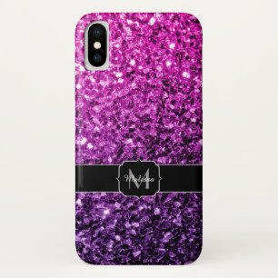 Paarse Roze Ombre nepschittertjes Monogram Case-Mate iPhone Case