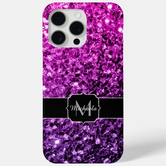 Paarse roze ombre nepschittertjes Monogram Case-Mate iPhone Case (Achterkant)