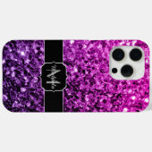 Paarse roze ombre nepschittertjes Monogram Case-Mate iPhone Case (Achterkant (horizontaal))