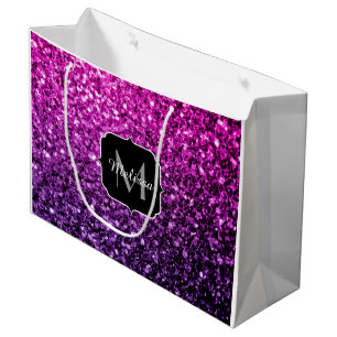 Paarse Roze Ombre nepschittertjes Monogram Groot Cadeauzakje