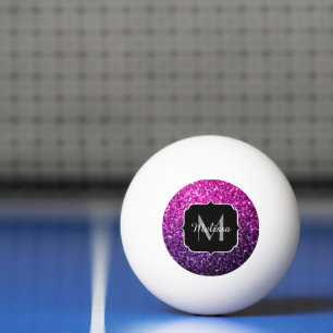 Paarse Roze Ombre nepschittertjes Monogram Pingpongbal