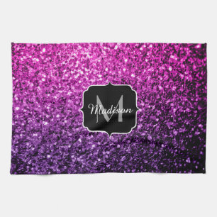 Paarse Roze Ombre nepschittertjes Monogram Theedoek
