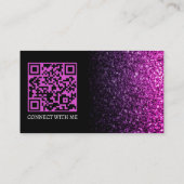 Paarse roze ombre sparkle zwart elegant QR code Visitekaartje (Achterkant)