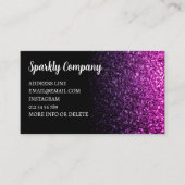 Paarse roze ombre sparkle zwart elegant QR code Visitekaartje (Voorkant)