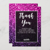 Paarse roze ombre sparkles Sweet 16 elegant script Bedankkaart (Voorkant / Achterkant)