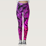 Paarse roze ombre tropische palmbladeren patroon leggings<br><div class="desc">Wees een trendsetter in deze super verbluffende grafische leggings van een turquoise, paarse en roze ombre tropische palmboombladpatroon op een zwarte achtergrond. Sporten, boodschappen doen, of gewoon rondhangen in deze super verbluffende leggings die zeker zijn om een mode statement te maken, waar je ook gaat. Voeg een stevige zwarte top...</div>