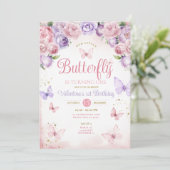 Paarse Roze Onze Kleine Vlinder Draait Eén Kaart (Staand voorkant)