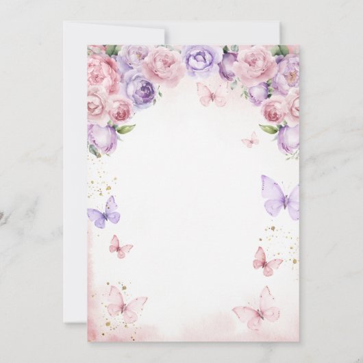 Paarse Roze Onze Kleine Vlinder Draait Eén Kaart (Achterkant)