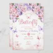 Paarse Roze Onze Kleine Vlinder Draait Eén Kaart (Voorkant / Achterkant)