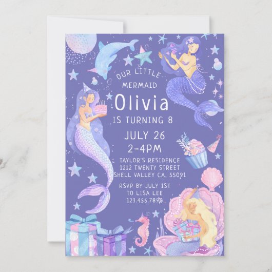 Paarse/roze Onze kleine zeemeermin Alle leeftijden Kaart (Voorkant)