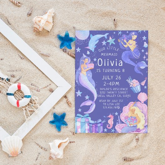 Paarse/roze Onze kleine zeemeermin Alle leeftijden Kaart