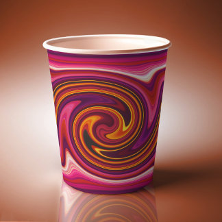 Paarse Roze Oranje Draaikolk Cool Krachtig Trippy Papieren Bekers