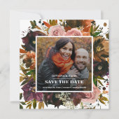 Paarse, roze, Oranje Floral Foto Herfst Save The Date (Voorkant)