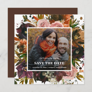 Paarse, roze, Oranje Floral Foto Herfst Save The Date