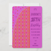 Paarse Roze Oranje Perzik Diamond Stippen Uitnodig Kaart (Voorkant)