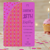 Paarse Roze Oranje Perzik Diamond Stippen Uitnodig Kaart