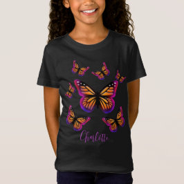  paarse roze oranje vlinders t-shirt