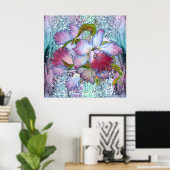 Paarse roze orchidee Floral Waterverf Poster (Thuiskantoor)