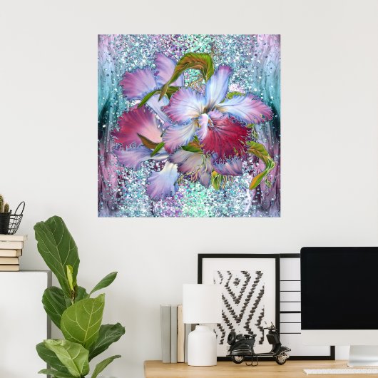 Paarse roze orchidee Floral Waterverf Poster (Thuiskantoor)
