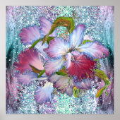 Paarse roze orchidee Floral Waterverf Poster (Voorkant)