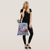 Paarse roze orchidee Floral Waterverf Tote Bag (Op model)