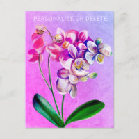 Paarse roze orchidee Waterverf Floral
