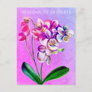 Paarse roze orchidee Waterverf Floral Briefkaart