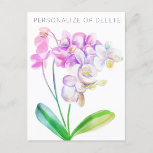 Paarse roze orchidee Waterverf Floral Briefkaart