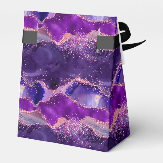 Paarse roze pailletten agaat zoet zestien dank u bedankdoosjes (Achterkant)