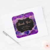 Paarse roze pailletten agaat zoet zestien dank u vierkante sticker (Envelop)