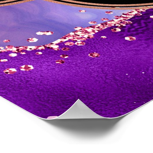 Paarse Roze Pailletten Agate Sweet Sixteen Welkom Poster (Hoek)