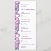 Paarse & Roze Paisley Indiase bruiloft Rackcard Programmakaart (Achterkant)