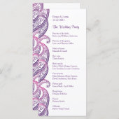 Paarse & Roze Paisley Indiase bruiloft Rackcard Programmakaart (Voorkant / Achterkant)