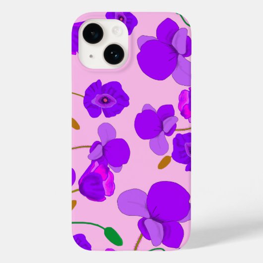 Paarse roze papaver-illustratie Case-Mate iPhone case (Achterkant)