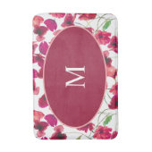 Paarse roze papies Lijst monogram Badmat (Voorkant Verticaal)