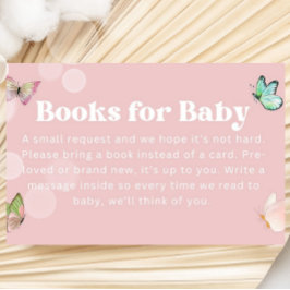 Paarse Roze Pastel Butterfly Boek voor Baby Ticket Informatiekaartje