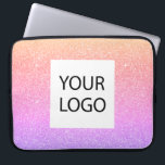 Paarse Roze Pastel - Custom Logo Promotional Laptop Sleeve<br><div class="desc">Gouden,  Paarse en Roze Ombre Pastel Modern en Professional Faux Glitter en Sparkle Elegant Custom Logo Promotional Corporate Laptop Bag of Sleeve Promotioneel Hoesje voor een Beauty Industry Gift. Dit hoesje kan worden aangepast om uw bedrijf of zakelijke logo op te nemen.</div>
