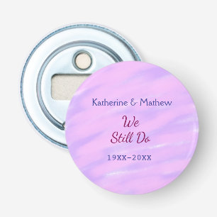 Paarse roze pastel Gelofte vernieuwingsjubileum wa Button Flesopener