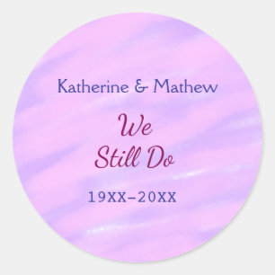 Paarse roze pastel Gelofte vernieuwingsjubileum wa Ronde Sticker