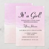 Paarse roze pastel ombre is een Baby shower voor m Kaart (Voorkant / Achterkant)