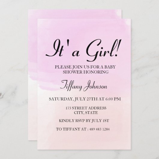 Paarse roze pastel ombre is een Baby shower voor m Kaart (Voorkant / Achterkant)