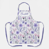 Paarse Roze Pastel Wilde Bloem Schort (Voorkant)