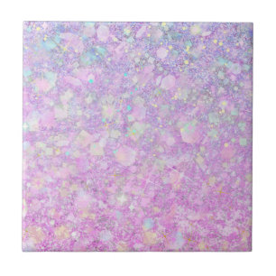 Paarse roze pastkleurige faux vaste glitter tegeltje