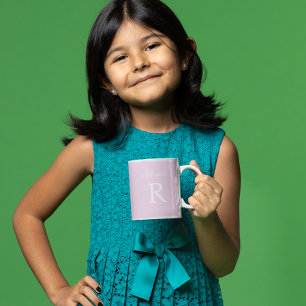 Paarse Roze Personaliseer Minimalistisch Monogram  Koffiemok