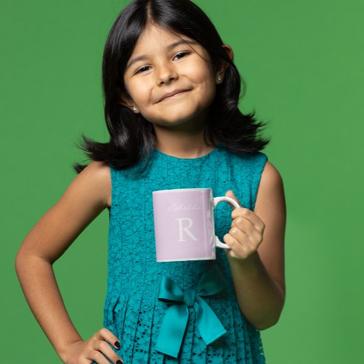 Paarse Roze Personaliseer Minimalistisch Monogram  Koffiemok